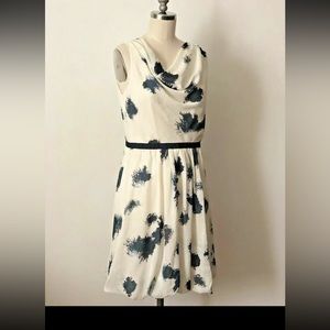 Ann Taylor LOFT Sz 4 White Cream Sleeveless Belted Cowl Neck Short Dress  NWT